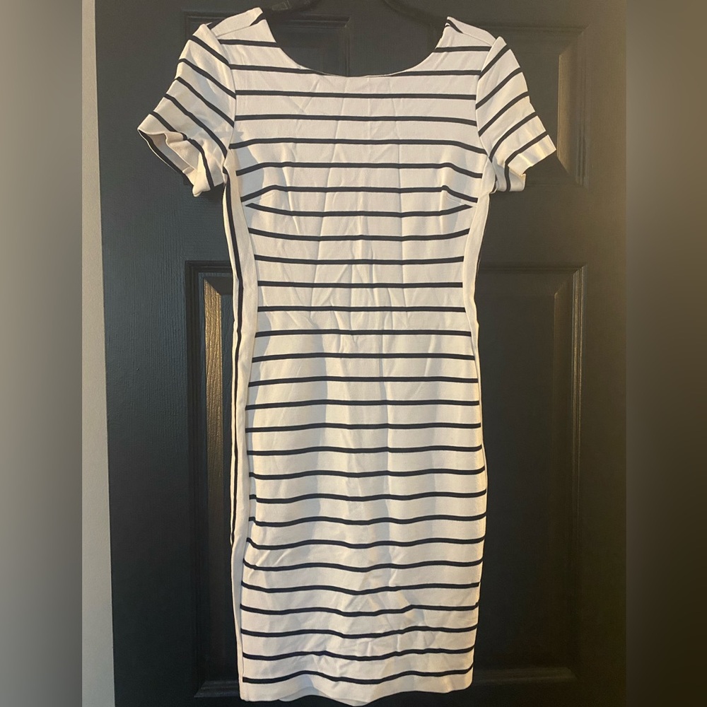 Banana Republic Black and White Striped Mini Dress